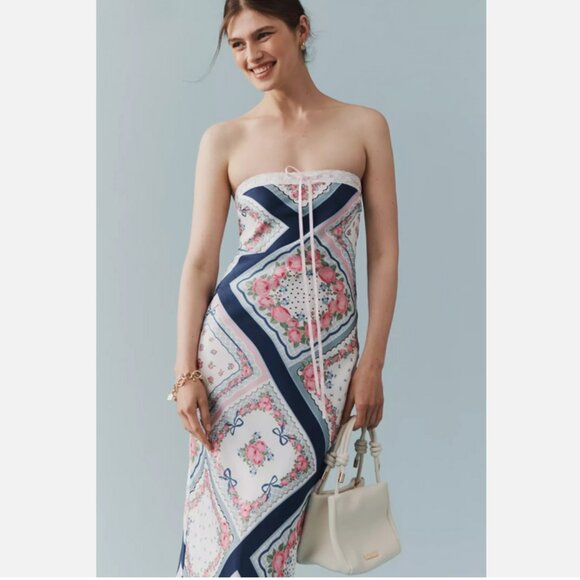 For Love & Lemons Daisy Mae Strapless Midi Slip Dress Size 1X Anthropologie NWT - Picture 4 of 11